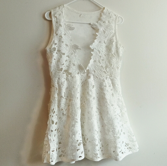 Dresses & Skirts - White lace fit flare mini dress
